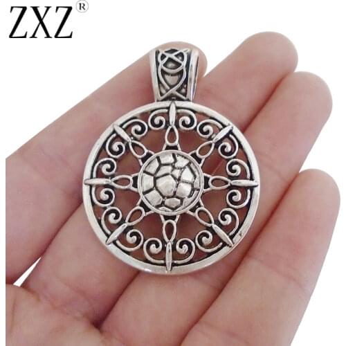 ZXZ 5pcs Abstract Boho Hollow Open Round Sun Flower Charms Pendants For Necklace Jewelry Making Findings