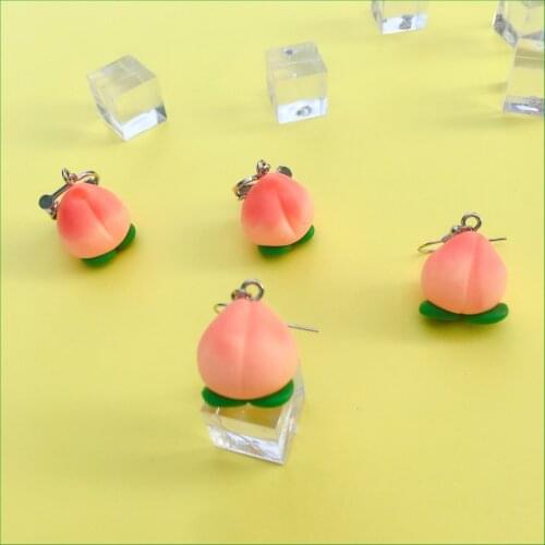 New Creative Peach Fruit Dangle Earring for Women Girls Cool party jewelry Best Fashion Cute Mini Child Qualitied Drop Earring