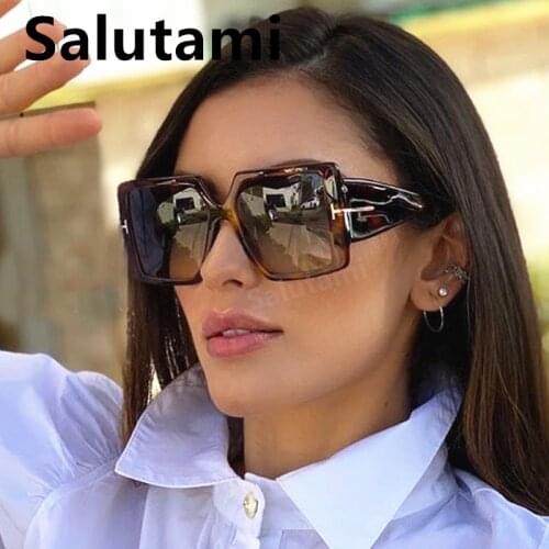 Vintage Black Leopard Square Sunglasses For Women Luxury Brand Sun Glasses Female Eleganr Gradient Wide Leg Eyewear Men Shades