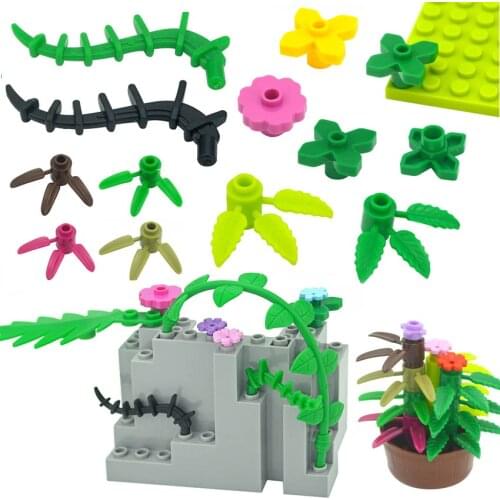 Compatible Plants Building Block Tree Leaf Flower MOC Parts DIY Toys City Creator Bricks 30176 3741 32607 For Children Gift