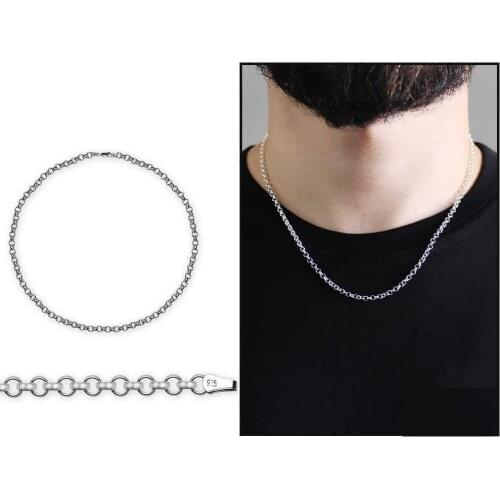 Tesbihane 925 Sterling Silver 50cm 80 Micron Doç Men 'S Chain Necklace