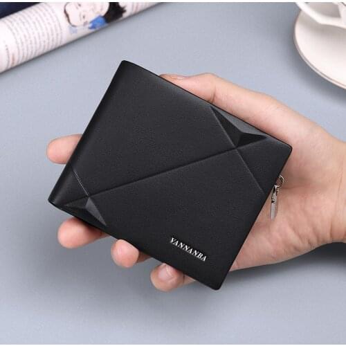 Vannanba Mens Slim Wallet Genuine Leather Mini Purse Casual Design Bifold Wallet Brand Short Slim Wallet V191431