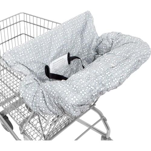 WATERPROOF 2-in-1 Baby Shopping Cart Cover & High Chair Covers with Safety Harness for Bab & Toddler (Unisex Gray)