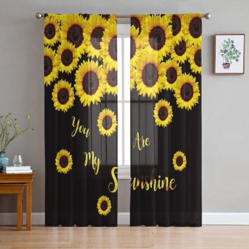 Farm Flower Sunflower Screens Voile Tulle Sheer Curtains for Bedroom Living Room Kitchen Decor Chiffon Windows Curtain