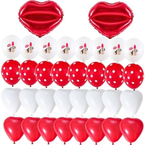 1set Red lips foil Balloons With Metallic Red Lipstick Confetti Love Latex Balloon Wedding Valentines Day Decoration Supplies