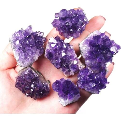 1 Pcs Natural Amethyst Cluster Quartz Crystal Mineral Specimen Healing Stone Rough Ore Gift Geography Teaching Dream Home Decor