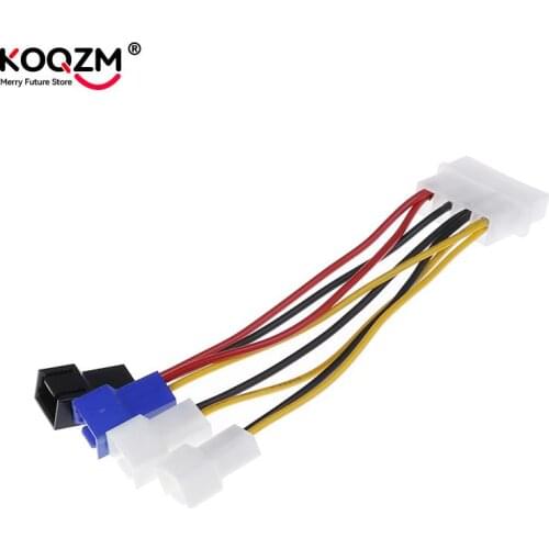 1pcs 4-Pin Molex to 3-Pin fan Power Cable Adapter Connector 12v*2 / 5v*2 Computer Cooling Fan Cables for CPU PC Case Fan