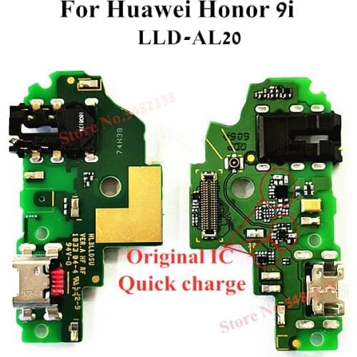 100% Original Charger Plug Board For Huawei Honor 9i LLD-AL20 USB Charging Port Dock Flex Cable With Microphone Headphone Jack