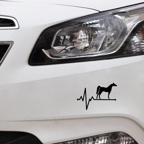14.4CM*10CM Fun Arabic Horse Lifeline Heartbeat Vinyl Black/Silver Car Sticker C22-1129