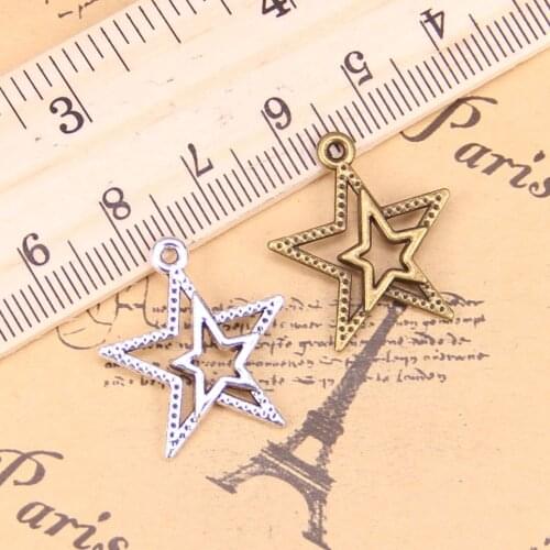 28pcs Charms star pentagram 23x20mm Antique Pendants,Vintage Tibetan Silver Jewelry,DIY for bracelet necklace