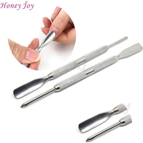 2 Way Spoon Pusher Stainless Steel Cuticle Remover Sharp End Double Sided Dead Skin Push Nail Art Tools Cuticle ManicurePedicure