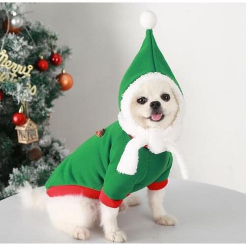 2pcs/Set Pets Clothes Cartoon Snowman Deer Decor Cosplay Pet Dogs Dress Shirt Couble Costume With Hat Christmas Decorations