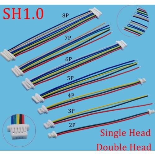5Pcs/Lot SH 1.0 Wire Cable Connector Pitch 1.0 mm 2/3/4/5/6/7/8 Pin Electronic Line Single/Double Head Terminal Plug 28AWG 100mm