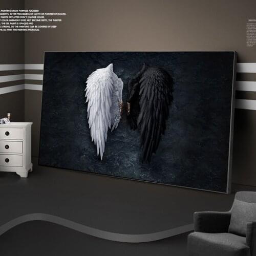 Black and White Angel wings Canvas Paintings on the Wall Art Posters and Prints Wings Abstract Wall Pictures Home Decoration