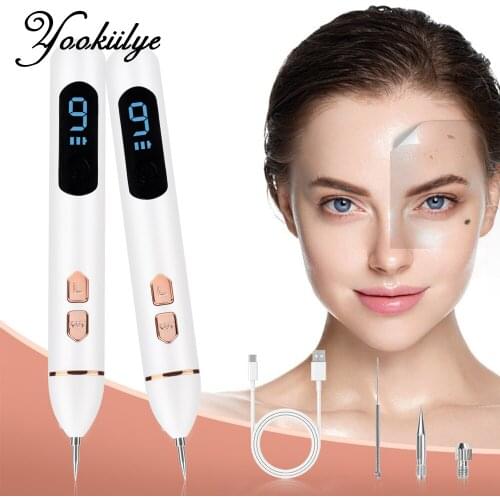 LCD Plasma Tattoo Removal Pen Face Wart Freckle Remover Machine Mole Dark Spot Skin Tag Removal 9 Level USB Charge Beauty Salon