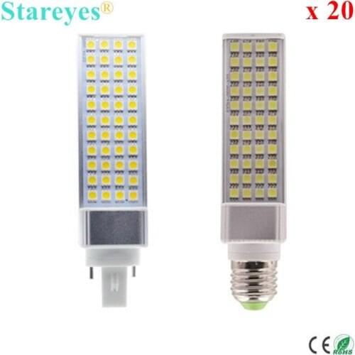Free Shipping 20 Pcs G24 G23 E27 LED PLC Bulb SMD 5050 44 LED 9W PL Corn Light Bedroom Lamp LED transverse inserted light