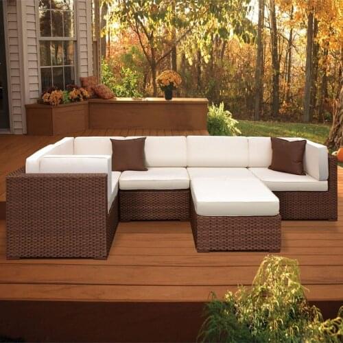 Beige bench craft resin wicker outdoor furniture