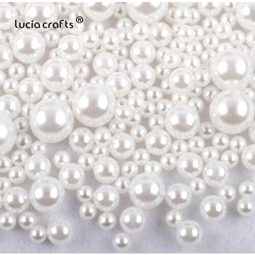 Lucia Crafts 3/4/5/6/8/10mm No Hole Imitation Pearls Beads For DIY Crafts Jewelry Making 50-500pcs K0877