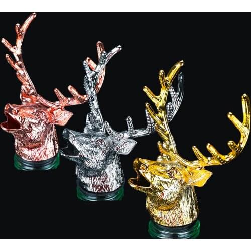 Top Grade Deer Head Buckhorn Pourer Red Wine Decanter Dragon Metal Electroplate Funny Bottle Stopper Plug Bar Tools Accessories