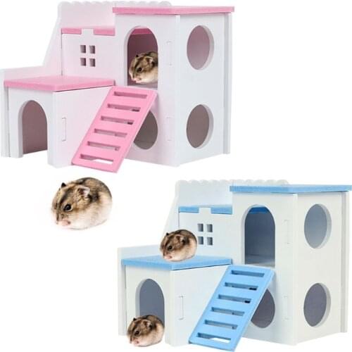 Wooden Hamster House Hideout Exercise Play Toys Mouse Rat Small Animals Chew