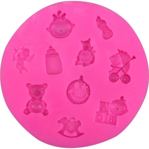 DIY bear angel Trojan ABC bottle silicone mold chocolate fondant cake decoration tool F0328