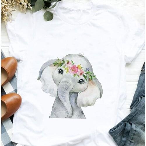 Plant Elephant Funny Kawaii Girls Clothes Streetwear Boys Shirts Short Sleeve Baby Girl Tops Cartoon Casual Kids T-shirt Fashion