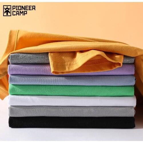 Pioneer Camp 2021 Summer Streetwear T shirts Men 100% Cotton Stretch Solid Color Hip Hop Mens t-shirts 209001AK