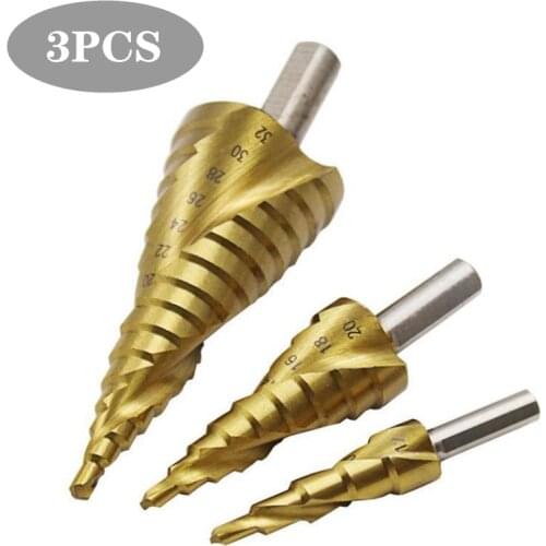 High speed steel triangle shank spiral groove step drill step drill pagoda drill hole reaming drill bit metal plate drill bit