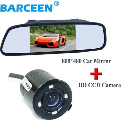 20 mm lens car reserve reversing camera waterproof IP 69K with 5" display mirror car parking monitor hd lcd suitable for all car