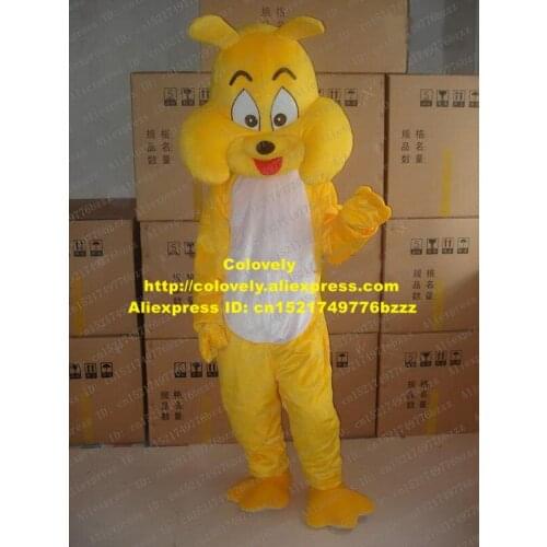 Yellow Dog Puppy Mascot Costume With Fat Chubby Face Mascotte Adult Cartoon Character Outfit Suit Fancy Dress No.86 Free Ship
