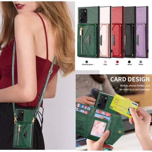 Card Wallet Crossbody Chain Phone bag leather case for samsung galaxy NOTE20 S20 ultra S21 Plus S20FE A51 A71 4G A52 A72 A12 5G