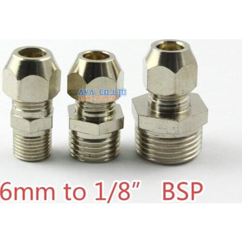 10 Pieces Brass 6mm to 1/8" BSP Compression Connector Fitting Fuel Air Gas Water Hose Connector Coupler