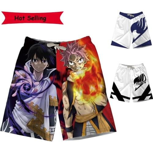 Anime Fairy Tail Short Trunks Men Fashion Streetwear 3D Print Beach Summer Shorts Sport Casual Swimwear Pant Shorts Cropped Pant