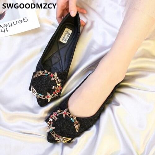 Loafers Women Shoes Autumn Rhinestone Flat Shoes Women Big Size Shoes Woman Fashion Sepatu Wanita Calçado Feminino Schuhe