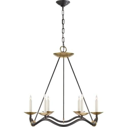 American retro full copper chandelier candle candlelight black gold restaurant dining room bedroom clothing store chandelier