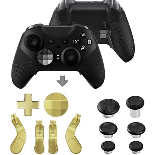 Metal Thumb sticks Kit with Adjustment Tool D-Pad Paddles for Xbox One Elite Series 2 Wireless Controller
