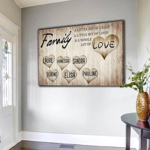 Family Sign Name Custom Family A Little Bit of Crazy Print Wall Art Canvas Painting Personalized Gift For Living Room Home Decor