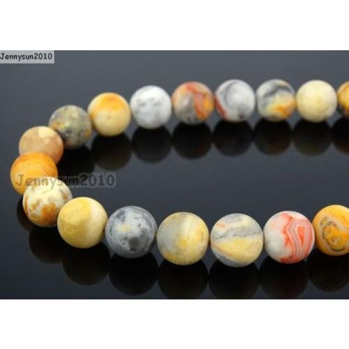 Natural Matte Crazy Lace Ag-ate 12mm Frosted Gems stones Round Ball Loose Spacer Beads 15'' 5 Strands/ Pack