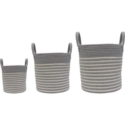 New Cotton Rope Storage Baskets Handmade Woven Dirty Clothes Laundry Basket Large Kids Toy Sundries Organizer Hamper With Handle