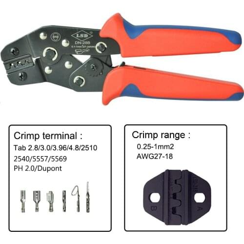 Crimping Tool Ratcheting Wire Crimper Tool and Interchangeable Die For Heat Shrink Connectors Non-Insulated Ferrule Terminals