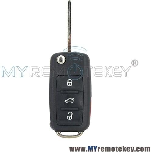 Flip key shell 4 button for VW remote start 06-07 11-12 GOLF PASSAT JETTA NBG010180T