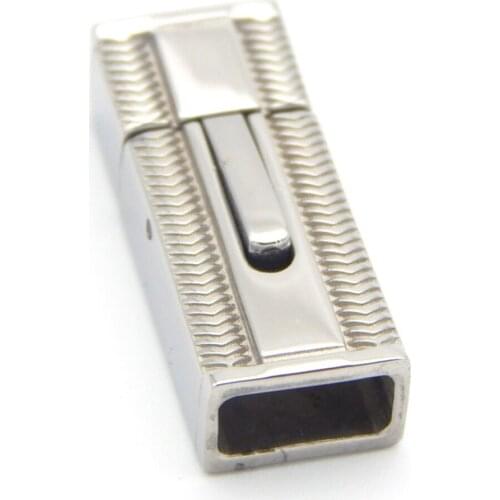 20pcs/lot hole: 8*4mm Stainless Steel Clasp Tube For Leather Cord Bracelet Connector DIY Jewelry Making Findings Snap Lock End
