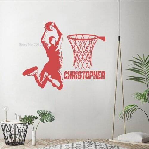 Personalized Basketball Wall Stickers for Boys Room Art Sport Wallpapers Basketball Decal Custom Color Affordable Beautiful Z211
