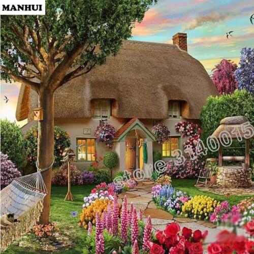 Full Square Diamond 5D DIY Diamond Painting Castle hut Embroidery Cross Stitch Rhinestone Mosaic Painting Decor Gift BCD387