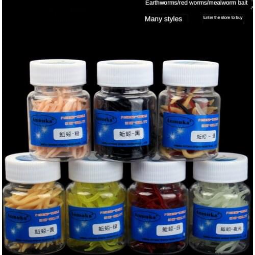 80pcs/100pcs/130pcs Soft Lure Simulated Earthworms Bionic Grub Red Worms Artificial Fishing Tackle Bait Realistic Fishing Bait