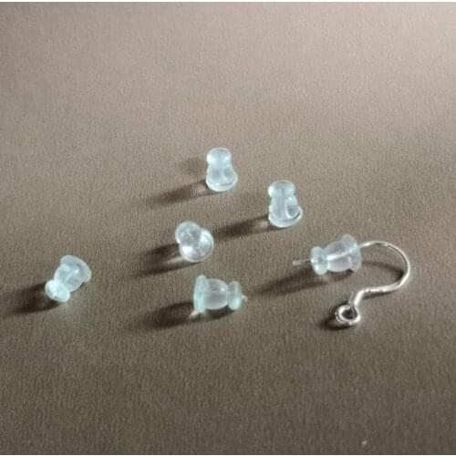 SEA MEW 200pcs/lot 5*6.1mm Transparent Earplugs Stud Earring Stopper DIY Earrings Accessories