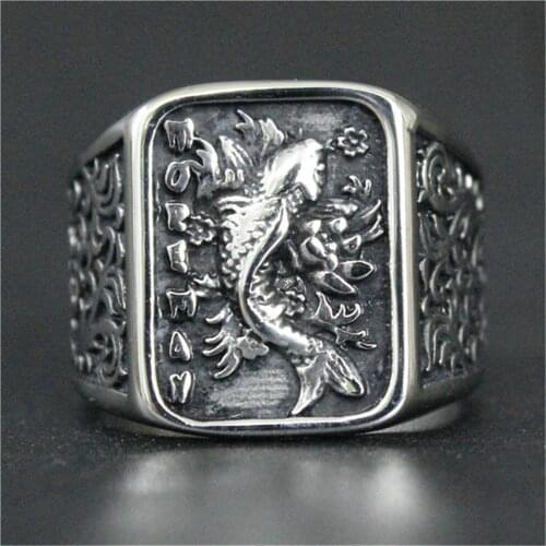 Support Drop Ship Newest Flower 316L Stainless Steel Hot Selling Fish Ring Size 7-13