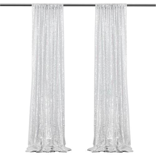Live Broadcast Background Curtain Sequin Curtains 2pcs Silver Halloween Wedding Birthday Party Decoration Photo Screen