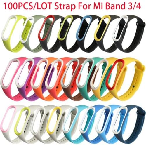 100PCS Wholesale Strap For Xiaomi Mi Band 4 3 TPE Replacement Wristband Bracelet For Xiomi Mi Band3 Miband 3 4 Band4 Strap