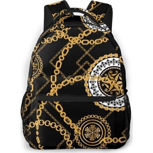 WHEREISART Golden Floral Baroque Pattern Backpack Women Shoulder Bag For Teenage Girls Boho Bagpack Female Ladies School 2021